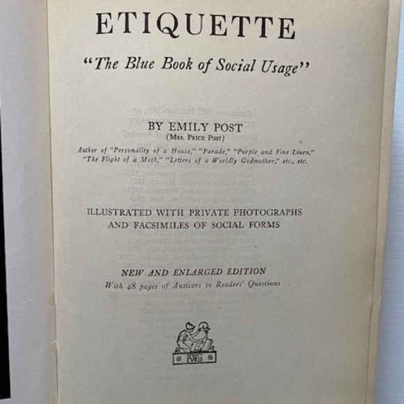 Vintage book of Etiquette by Emily Post edition 1933 - New Enlarged Edition - Picture 3 of 9